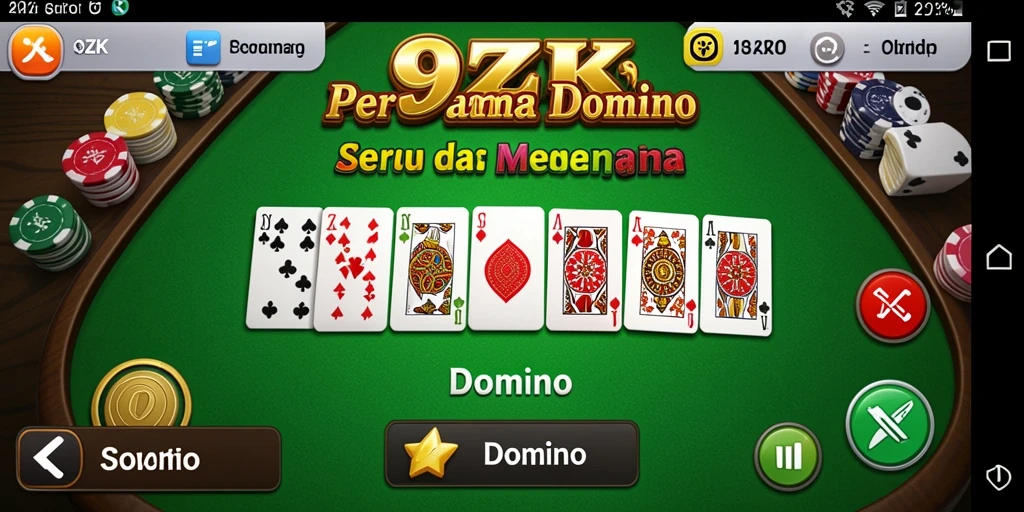 Tampilan antarmuka permainan Domino 9ZK yang menarik dan interaktif.