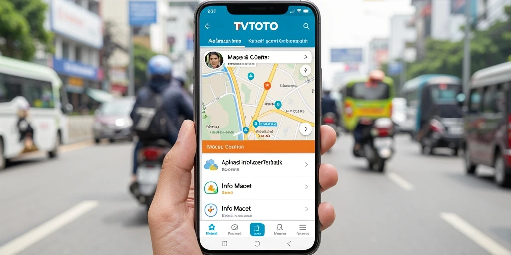 Tampilan antarmuka aplikasi TVTOTO untuk info kemacetan terkini.